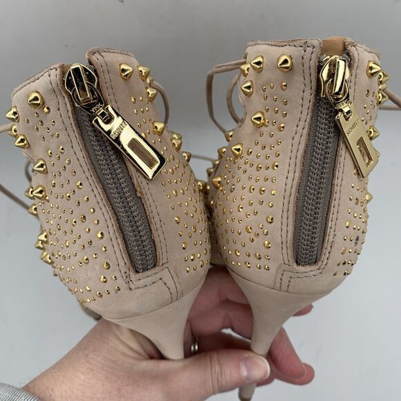 Schutz Size 8 Heels Strappy Gladiator Leather Cage Open Toe Ankle Strap Back Zip - Picture 8 of 13